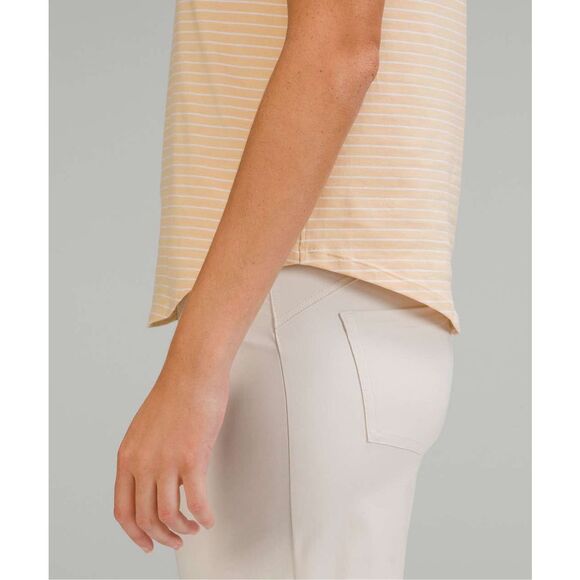 LULULEMON Women’s Prosecco and White Striped Love Crew T-Shirt Size 6 - Picture 4 of 9